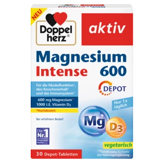 Abbildung der Produktverpackung Doppelherz aktiv Magnesium 600 Frontansicht